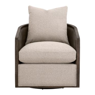 Stitch and Hand McGuire Swivel Club Chair In Jute and Matte Brown