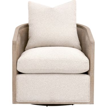 Stitch and Hand McGuire Swivel Club Chair In Linen and Natural Gray