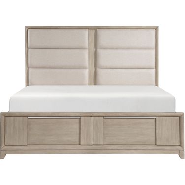 McKewen California King Platform Bed with Footboard Storage In Gray