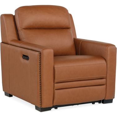 MS Mckinley Power Recliner With Power Headrest And Lumbar In Brown