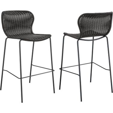 Mckinley Upholstered Bar Stools with Footrest Set of 2 Brown and Sandy Black