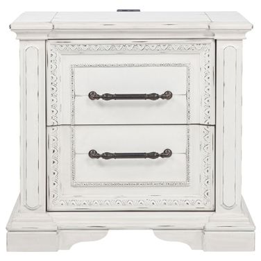 McKinney 2-Drawer Nightstand with Dual USB In Vintage White