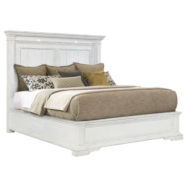 McKinney California King LED Light Panel Bed In Vintage White