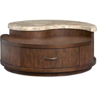 Mcpherson Round Cocktail Table With Casters In Burnt Umber