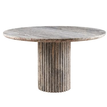 Meadow Dining Table In White Travertine