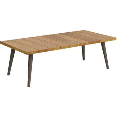 Meadow Outdoor Patio Teak Wood Coffee Table In Natural and Taupe