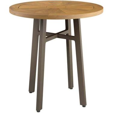 Meadow Outdoor Patio Teak Wood Dining Table In Natural and Taupe