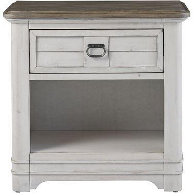 Meadowbrook 1 Drawer Nightstand with Sand Top In Whitewash