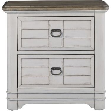 Meadowbrook 2 Drawer Nightstand with Sand Top In Whitewash