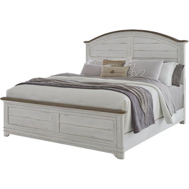 Meadowbrook Arched Queen Bed with Sand Top In Whitewash