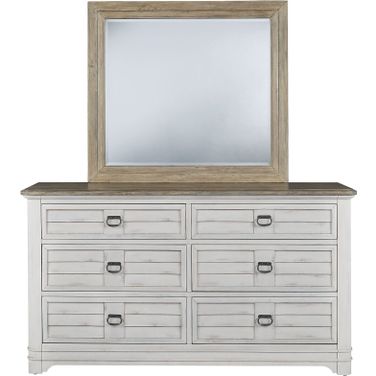 Meadowbrook Double Dresser with Mirror In Whitewash