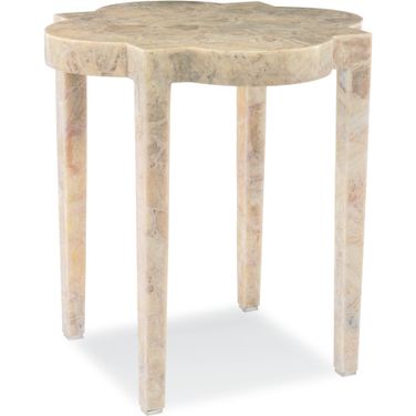 Medallion Stone Side Table In Antique Silver