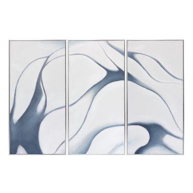 Meditation 30" x 60" Accent Wall Art Set of 3 In Silver