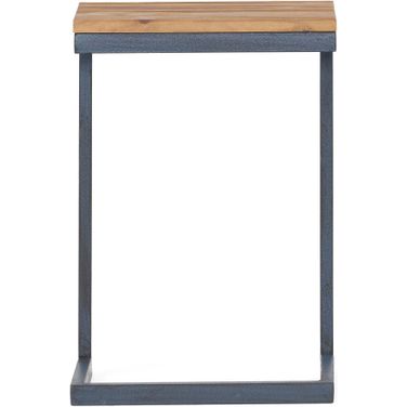 Medium C-Shaped End Table with Iron Base and Fir Wood Top In Black