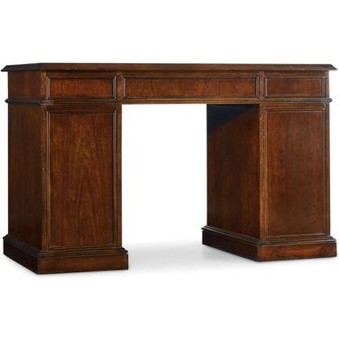 299-10 Dark Wood 7 Drawer Knee-Hole Bow Front Desk