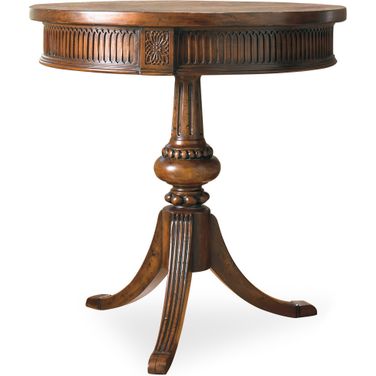 Commerce and Market Medium Wood Round Pedestal Accent Table