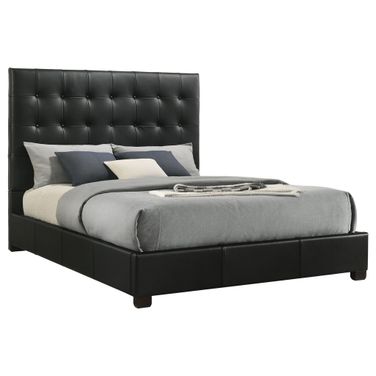 Medley Genuine Leather Queen Panel Platform Bed In Black