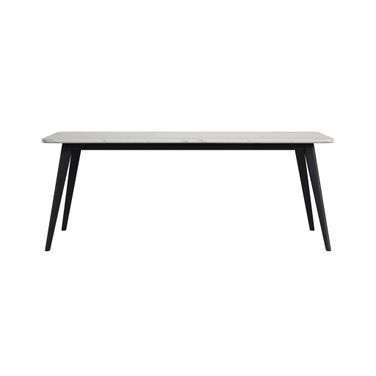 Megan Dining Table with Faux Marble Top In White and Black