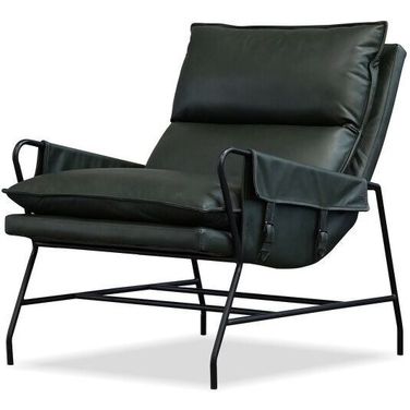 Meier Lounge Chair Charcoal Iron Powder Coated Legs In Moss Green