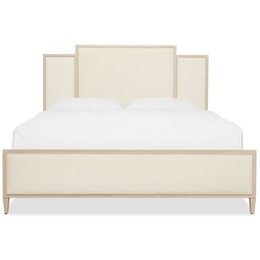 Melange Be My Guest Queen Panel Bed In Beige and Oak