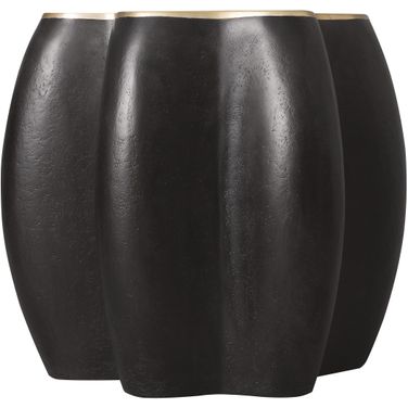 Melange Even and Flow Round End Table In Black and Gold