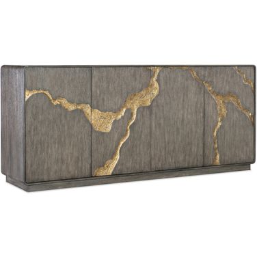Melange Fissured Entertainment Credenza In Dark Wood