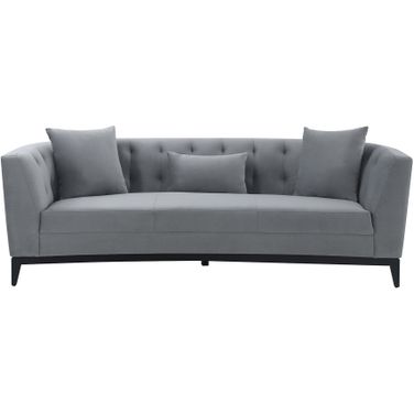 Melange Gray Velvet Sofa with Black Wood Base