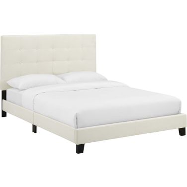 Melanie Ivory Full Tufted Button Upholstered Performance Velvet Platform Bed