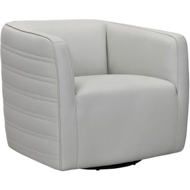 Melanie Swivel Dove Gray Genuine Leather Barrel Chair
