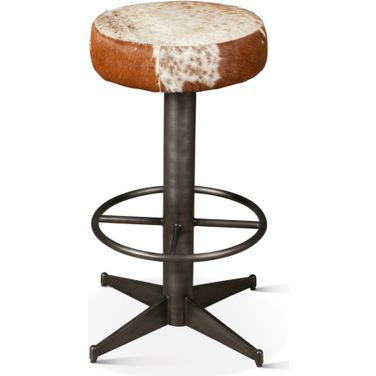 Melbourne 16 Inch Cowhide Leather and Iron Barstool In Brown