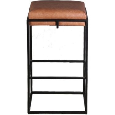 Melbourne 17 Inch Top Grain Leather Backless Counter Stool In Cognac