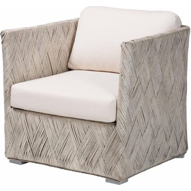 Melbourne Natural Rattan Lounge Armchair In White Wash
