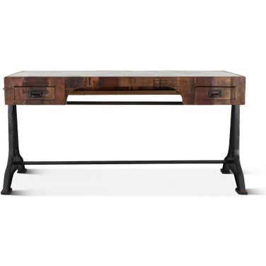 Melbourne Office Desk In Teak Wood with Natural Marble Inlay