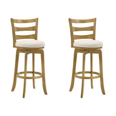 Melindra Swivel Bar Height Bar Stool Set of 2 In Amber Glow and White