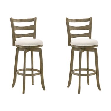 Melindra Swivel Bar Height Bar Stool Set of 2 In Putty Brown and White