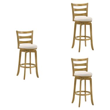 Melindra Swivel Bar Height Bar Stool Set of 3 In Amber Glow and White