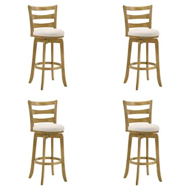 Melindra Swivel Bar Height Bar Stool Set of 4 In Amber Glow and White