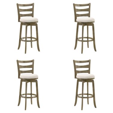 Melindra Swivel Bar Height Bar Stool Set of 4 In Putty Brown and White