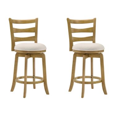 Melindra Swivel Counter Height Bar Stool Set of 2 In Amber Glow and White