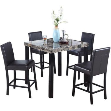 Melissa Wood And Faux Marble Counter Height Table In Black