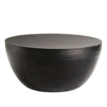 Mella 32 Inch Metal Hammered Coffee Table In Black