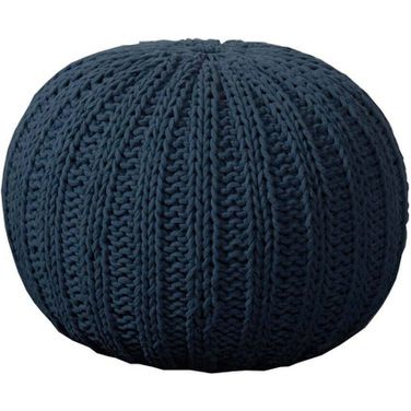 Mello Cableknit All-Natural Cotton Ottoman Pouf In Blue