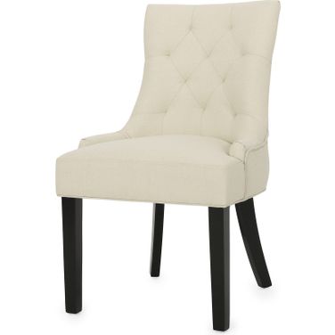 Melodic Upholstered Dining Chair with Slide Arm and Diamond Tufted Back In Beige