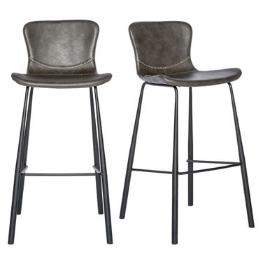 Melody Barstool Set of 2 In Charcoal Gray
