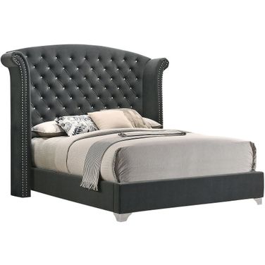 Melody California King Wingback Upholstered Bed Grey
