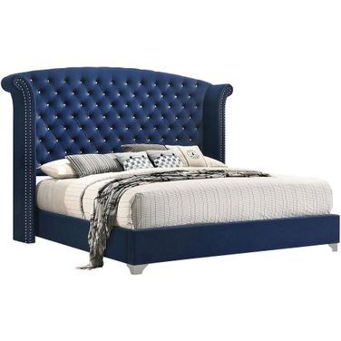 Melody California King Wingback Upholstered Bed Pacific Blue