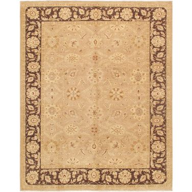 Melody Collection Hand-Knotted Lamb's Wool Area Rug- 8'10" x 11' 2" In Camel and Brown