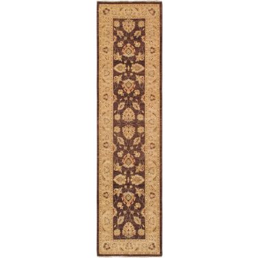 Melody Collection Hand-Knotted Lamb's Wool Runner- 2' 6" x 10' 2" In Brown and Beige