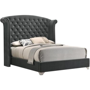Melody Queen Wingback Upholstered Bed Grey