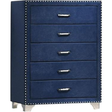 Melody 5-drawer Upholstered Chest Pacific Blue